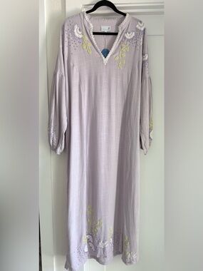 Cartolina Isabelle Maxi Caftan XL Orchid Hush Embroidered NWT Boho Dress